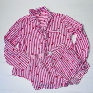Strawberry Striped PJs Pajama Set Only Brand Women’s S Shorts Top Shirt